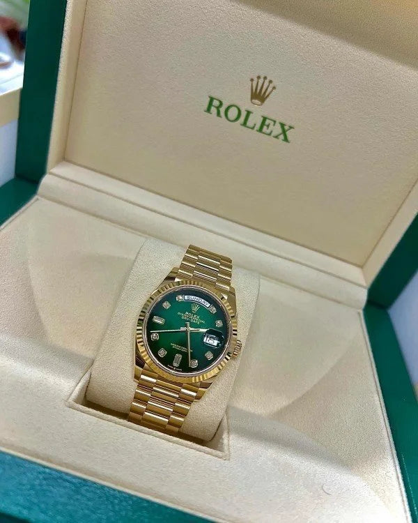 ROLEX DAYDATE GOLD GREEN DIAMOND (VIRAT KOHLI)