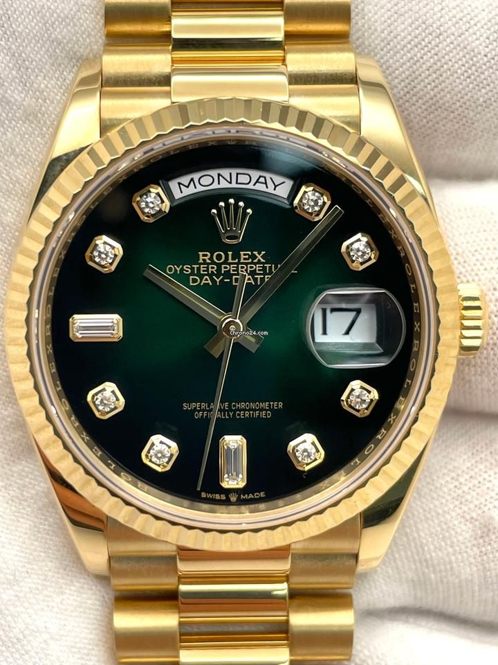 ROLEX DAYDATE GOLD GREEN DIAMOND (VIRAT KOHLI)